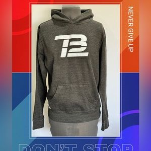 TB12 Grey Hooded Pull-Over Sweatshirt Boys Size L